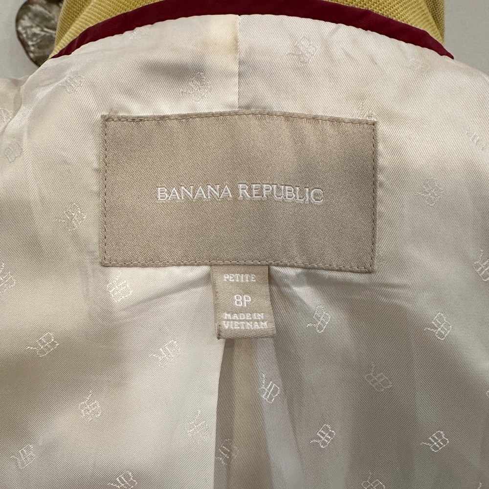 Banana Republic Yellow Blazer White Piping Trim Career Jacket - Picture 7 of 9